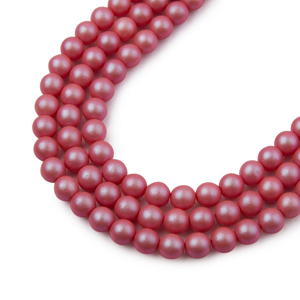 Manumi České mačkané korálky Manumi 4 mm pearl red - 45 ks