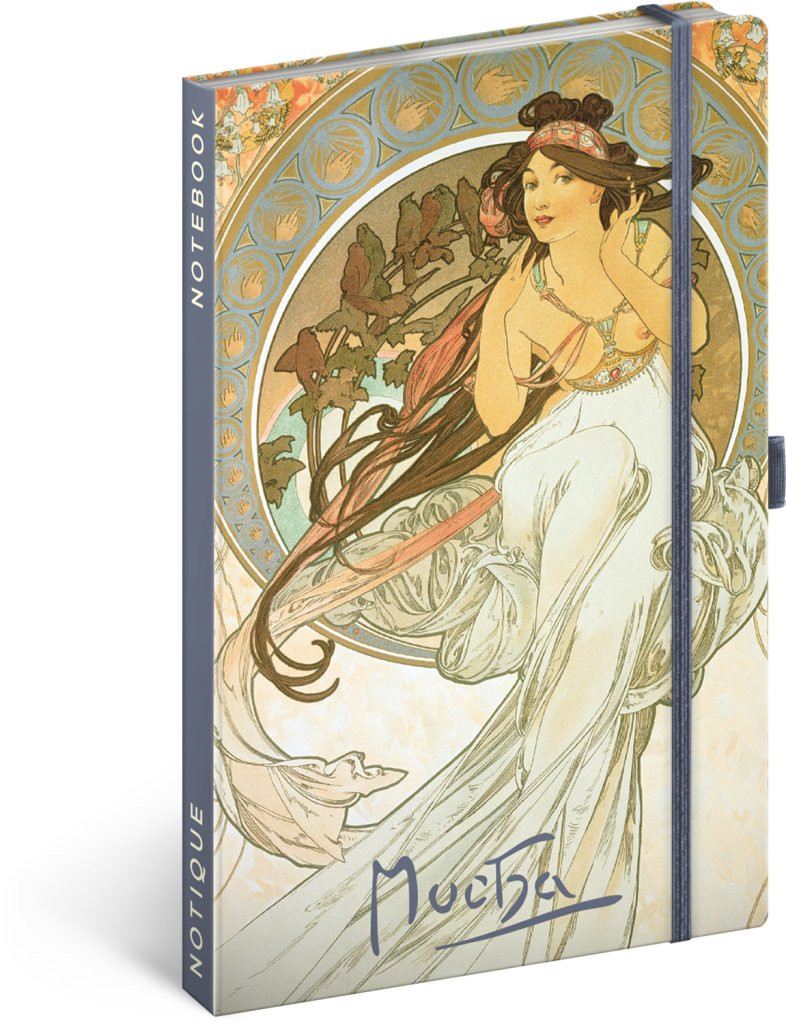 NOTIQUE Notes Alfons Mucha – Hudba, linkovaný, 13 x 21 cm