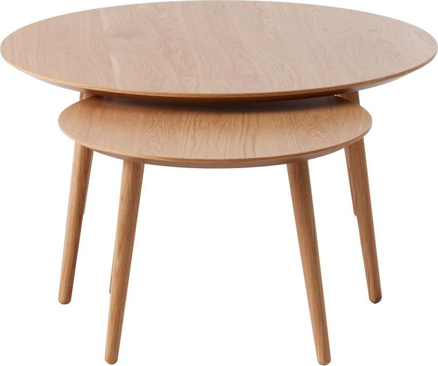 Kulaté konferenční stolky v dekoru dubu v přírodní barvě v sadě 2 ks ø 88 cm Adda – Unique Furniture