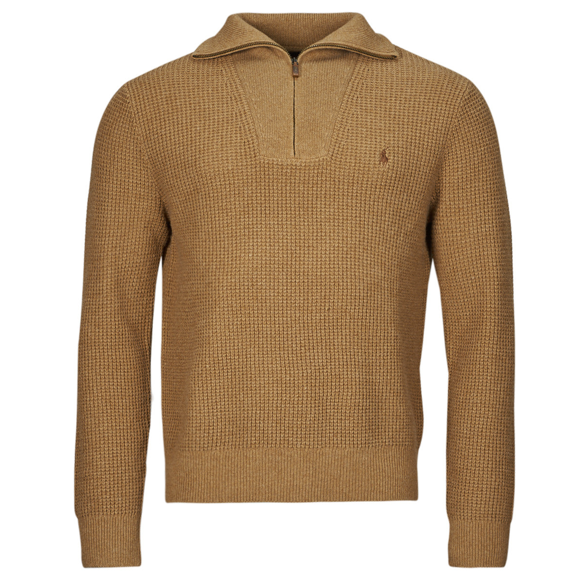 Polo Ralph Lauren  PULL 1/2 ZIP EN LAINE MELANGE  Hnědá