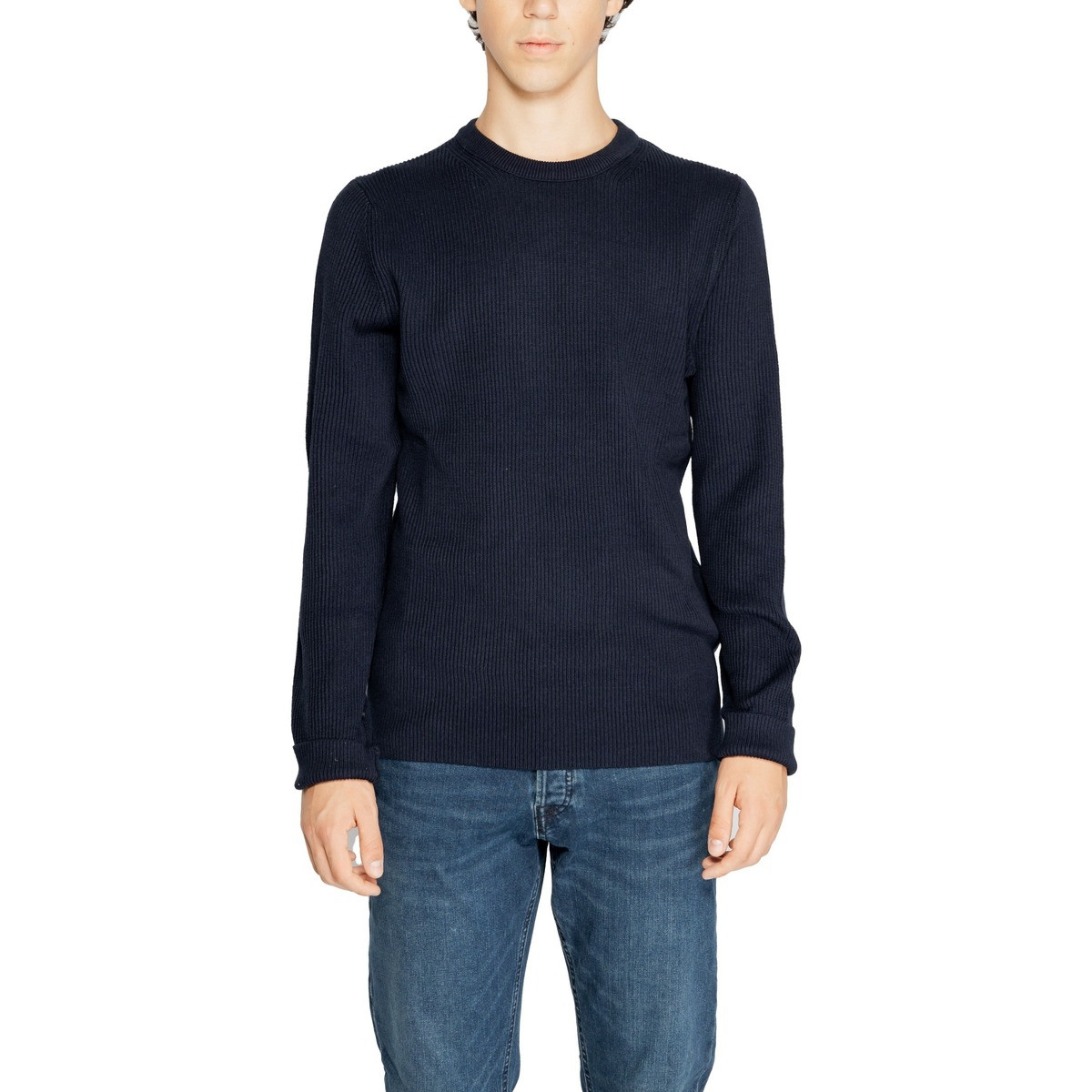 Jack & Jones  Jjeperfect Knit Crew Neck Sn 12257771  Modrá