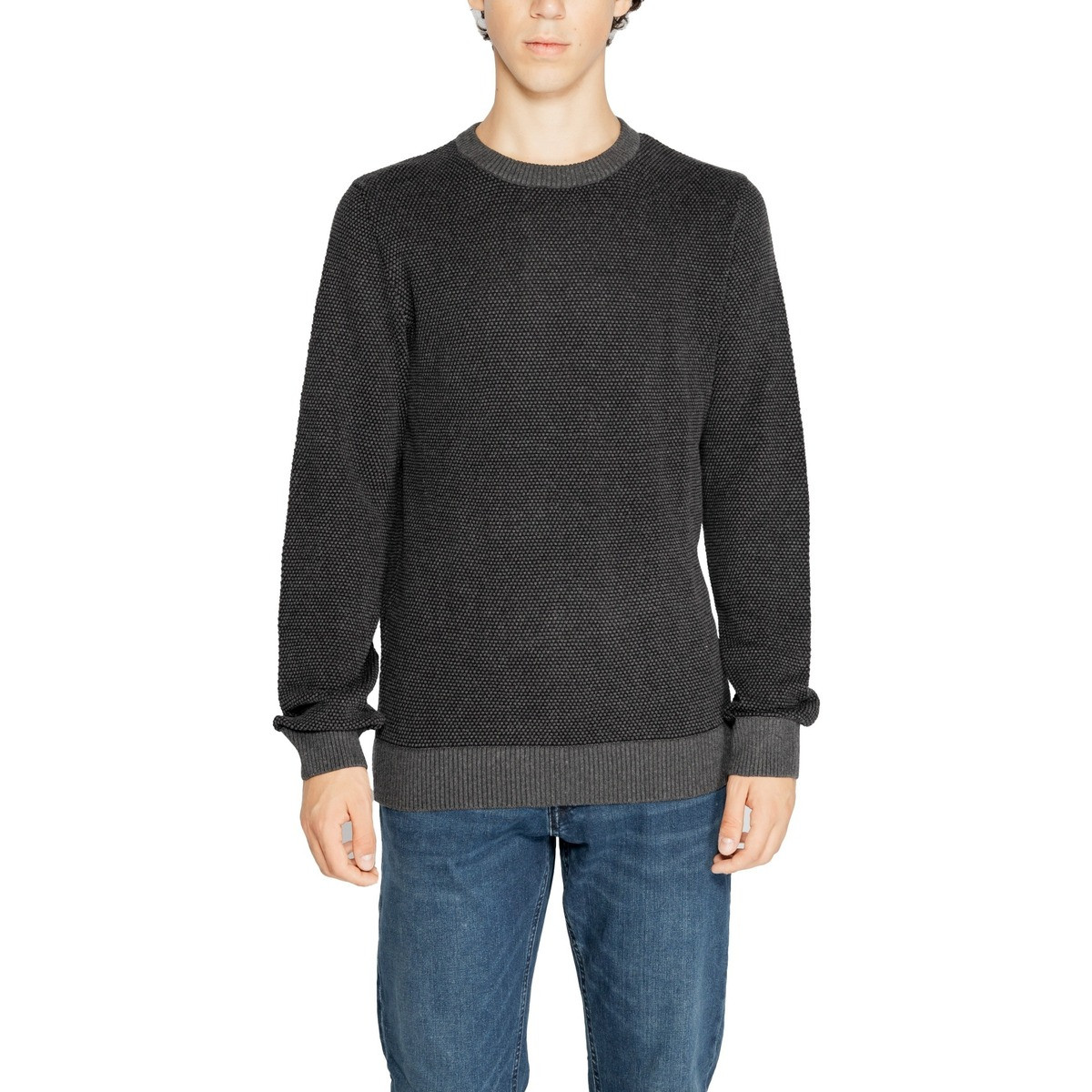 Jack & Jones  Jjeglobe Knit Crew Neck Noos 12258139  Šedá