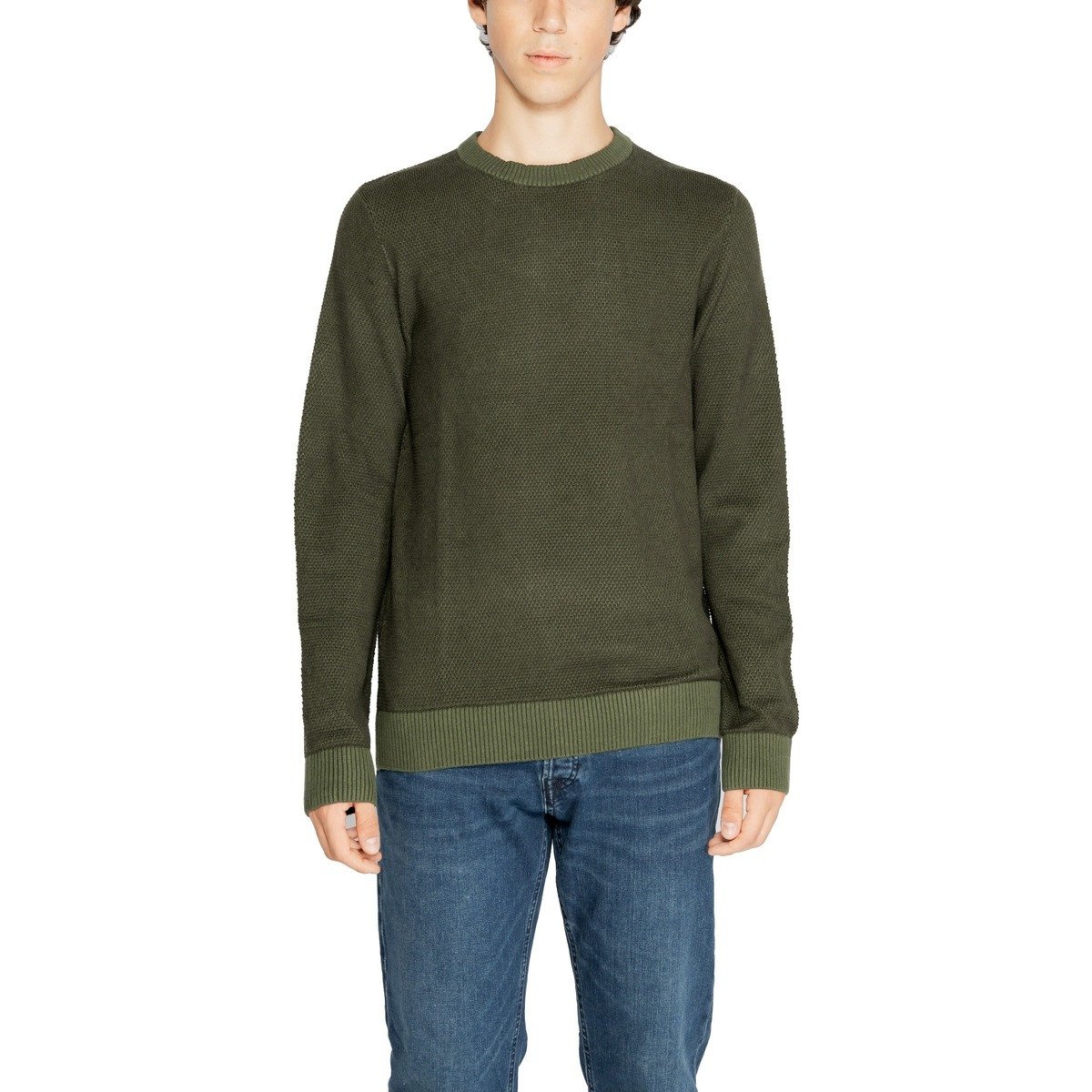 Jack & Jones  Jjeglobe Knit Crew Neck Noos 12258139  Zelená