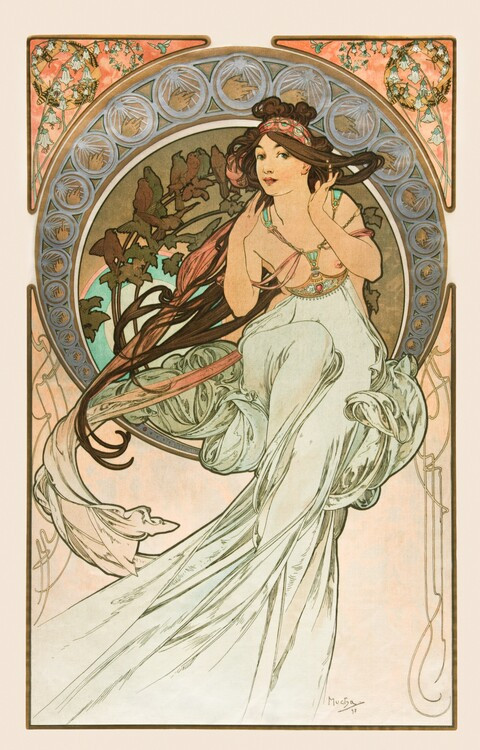 Alfons Mucha Obrazová reprodukce La musique Lithographs series, Alfons Mucha, 26.7 × 40 cm