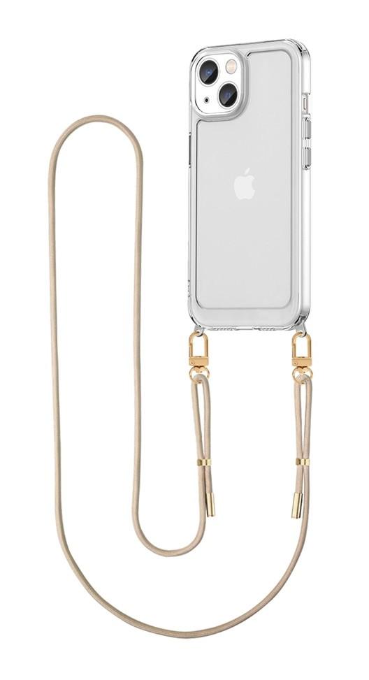 Kryt TopQ Esthetique iPhone 14 s béžovou šňůrkou průhledný 126523