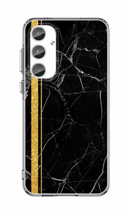 Kryt STYLE TopQ Samsung A55 pevný Mramor černo-zlatý 126246
