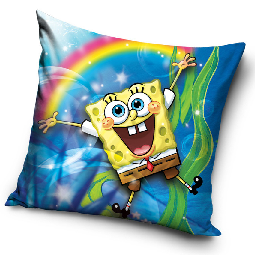 TipTrade Povlak na polštářek 40x40 cm - Sponge Bob a duha