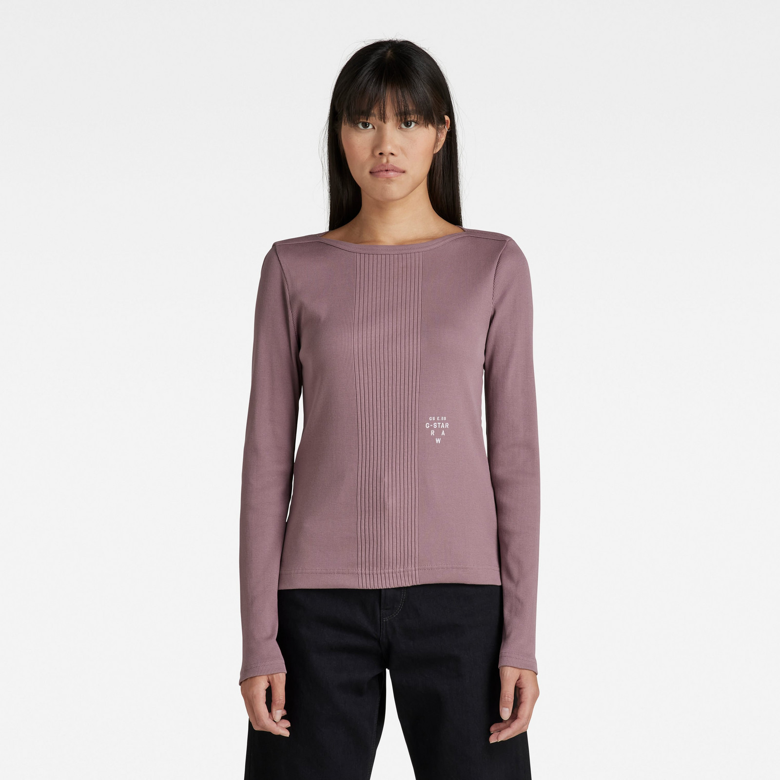 G-STAR T-shirt - Slim rib boatneck l\s wmn purple
