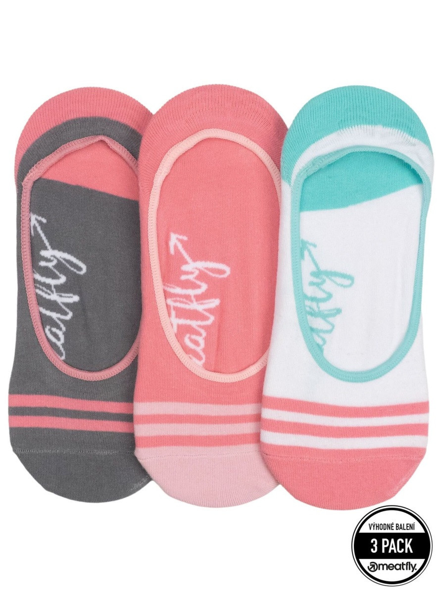 Dámské ponožky meatfly low socks triple pack růžová/šedá one size