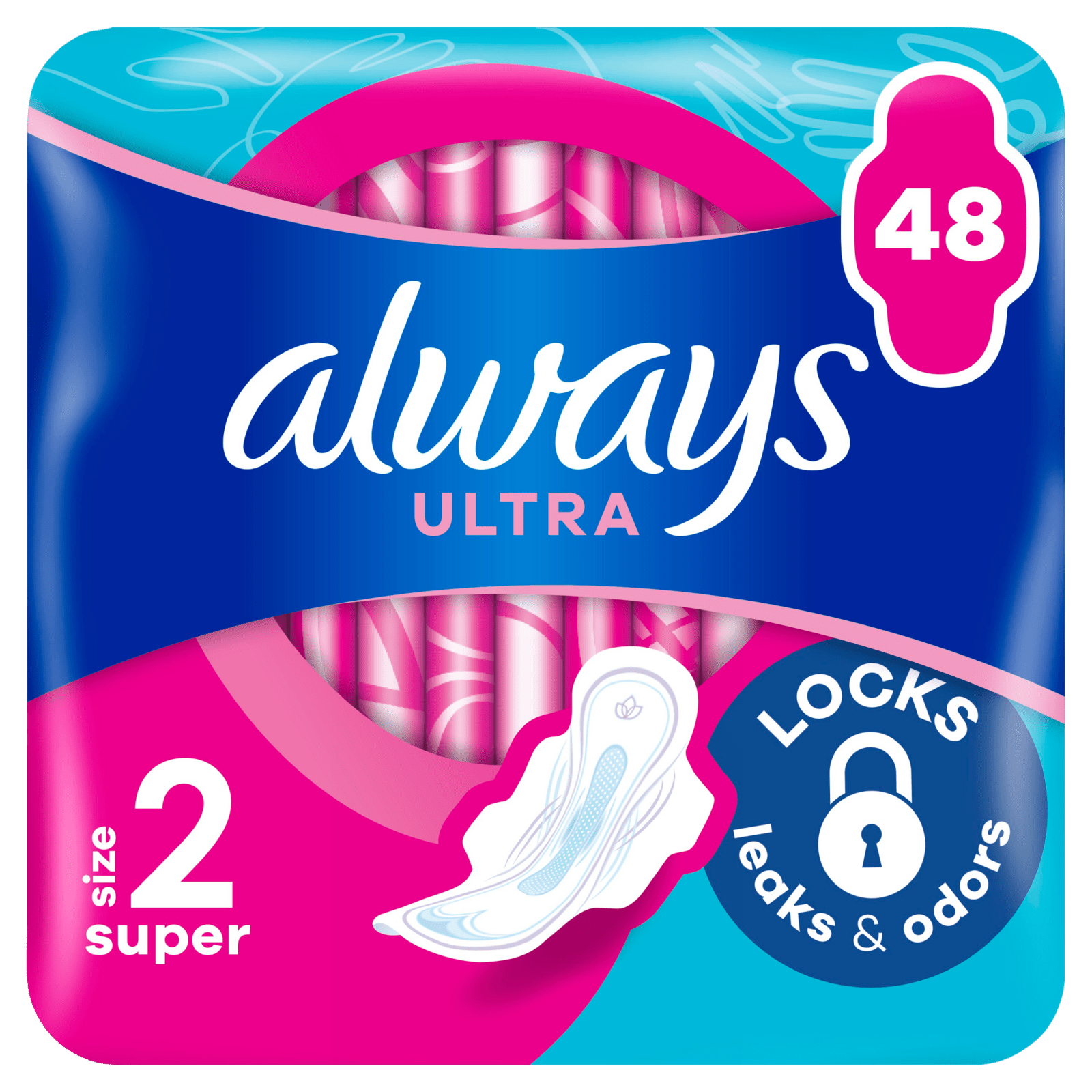 ALWAYS Ultra Super hygienické vložky (Vel. 2) s křidélky 48 ks