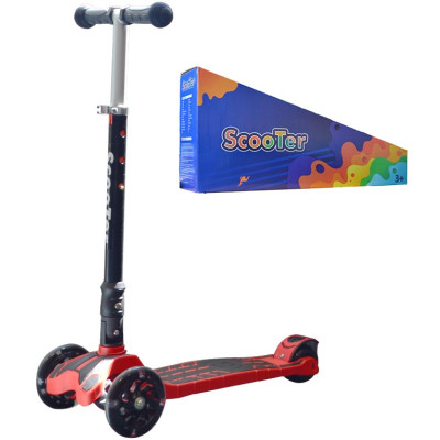 Dětská tříkolová koloběžka svítící  -černo-červená