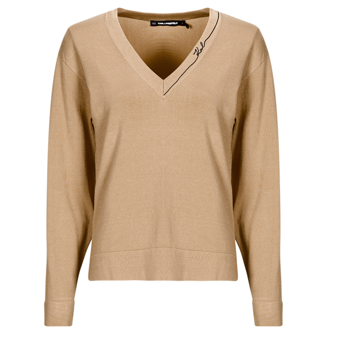 Karl Lagerfeld  LIGHT V-NECK KNIT SWEATER  Béžová