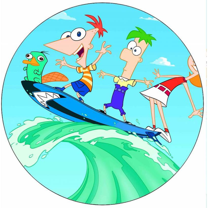 Jedlý papír Phineas a Ferb na surfu 19,5 cm