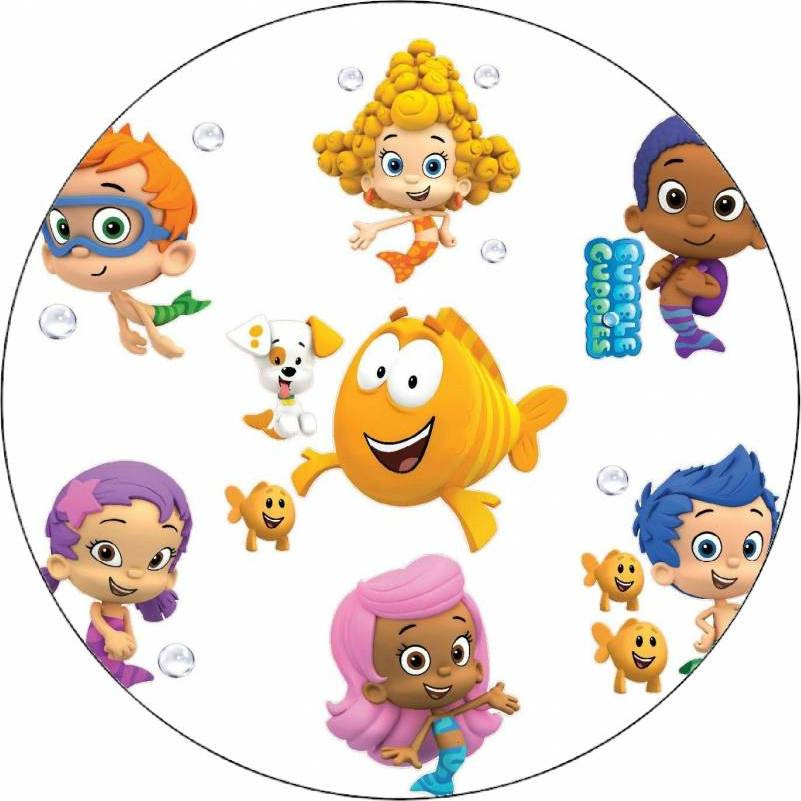 Jedlý papír Bubble Guppies bílé pozadí 19,5 cm