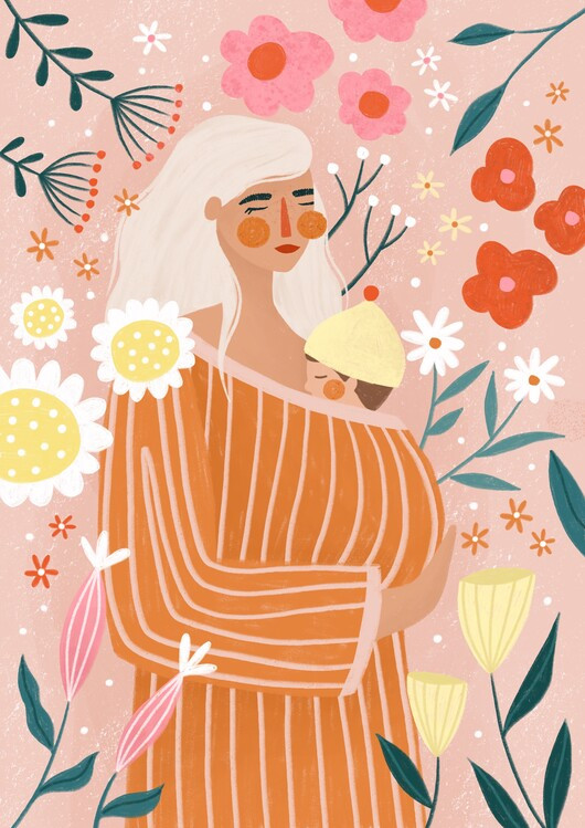 Bea Muller Ilustrace Spring Mum, Bea Muller, 30 × 40 cm