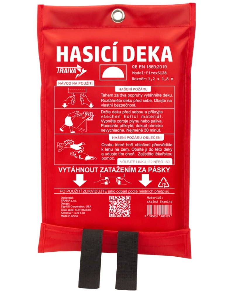 Hasicí deka Firex S11 a S128 S128, rozměr: 1,2 x 1,8 m, měkký obal - červená, Kód: 10720