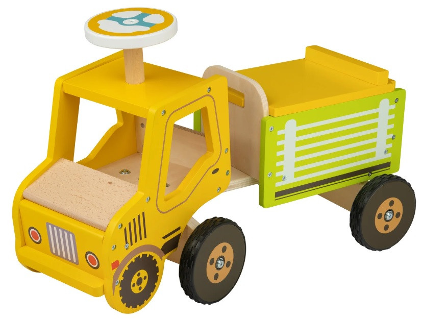 KidLand Dřevěné odrážedlo Ride-On Traktor žluté