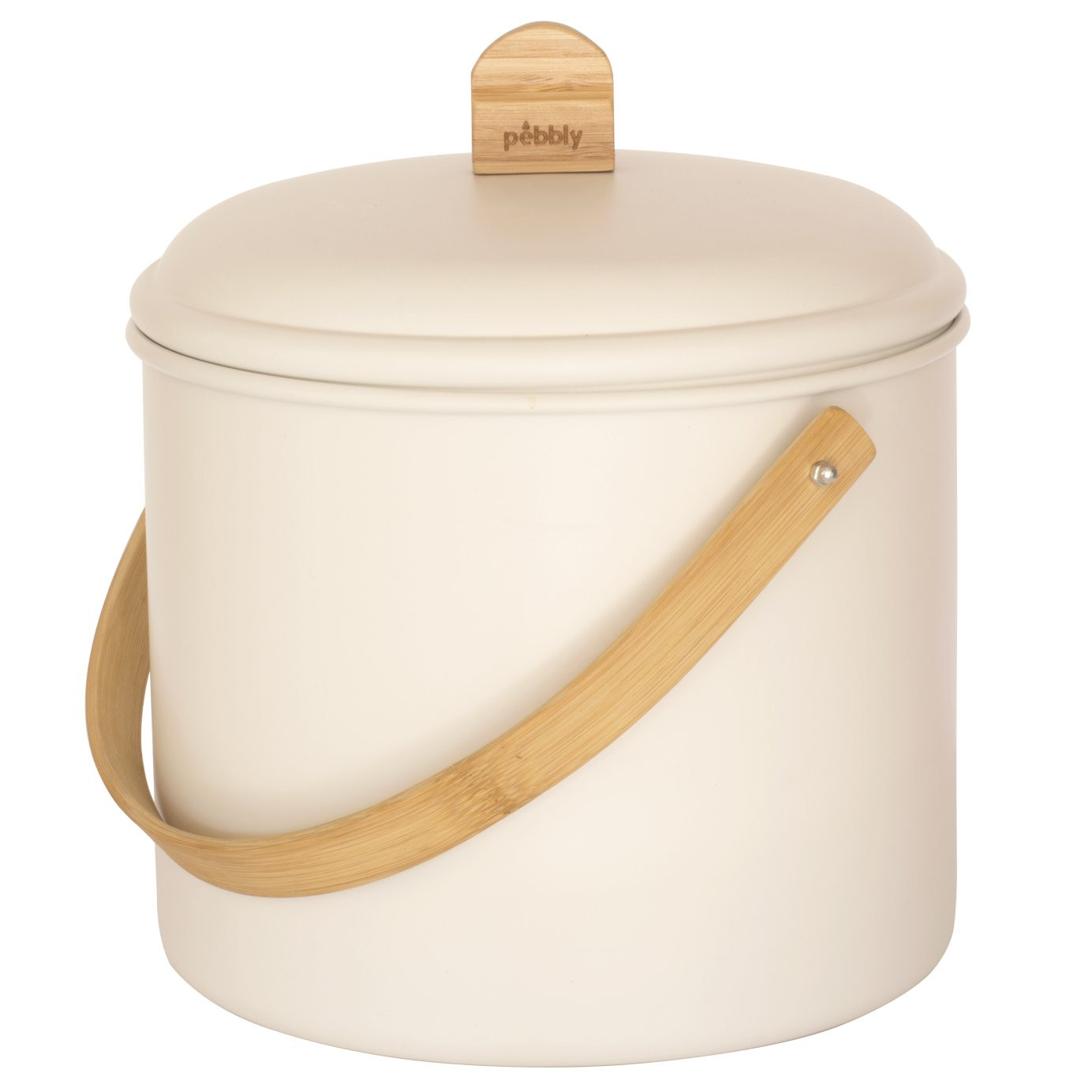 Kompostér NBA167 7 l, krémová, ocel / bambus, Pebby