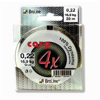 BroLine - CARP Dyneema Blister 0,22mm/2x10m zelená