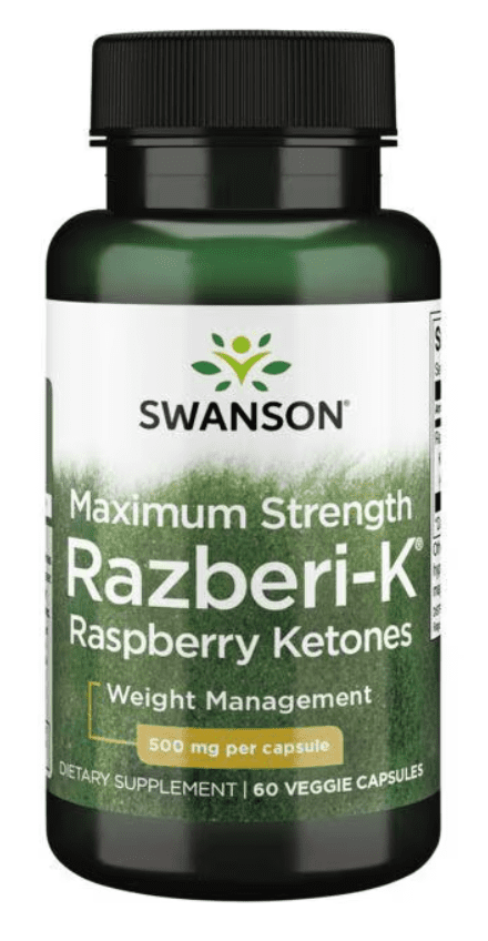 Swanson Maximum Strength Razberi-K, Malinové ketony, 500 mg, 60 rostlinných kapslí