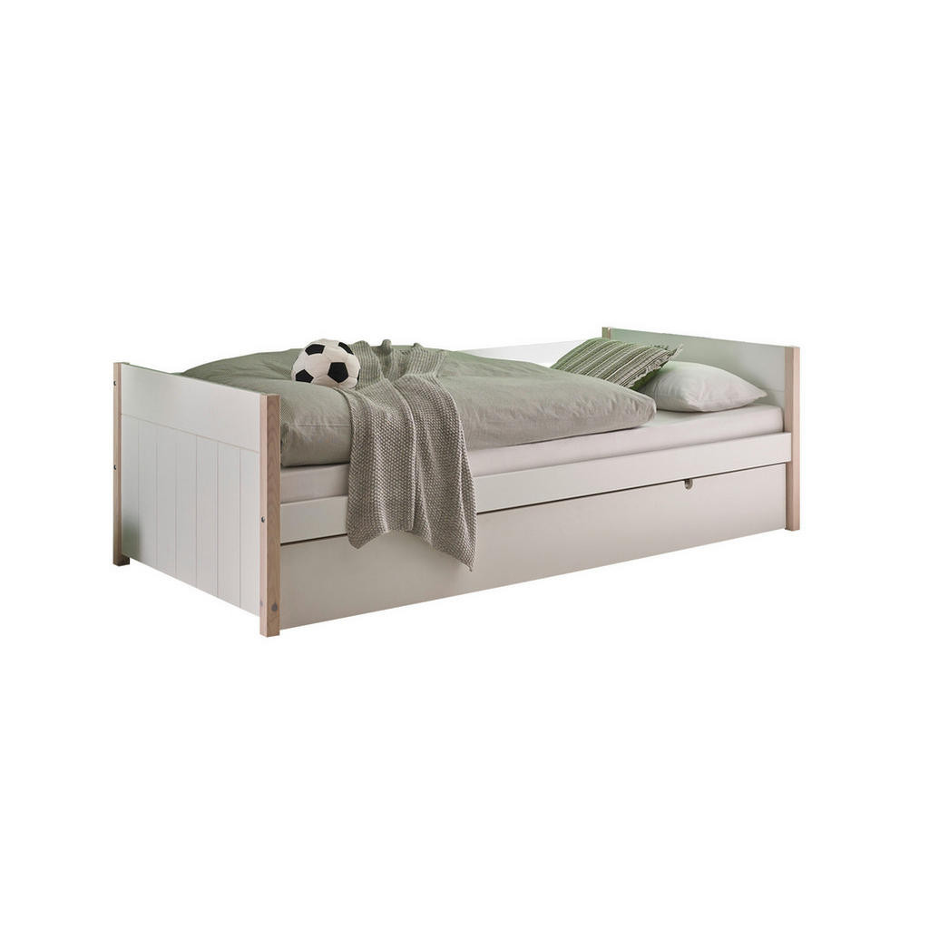 Xora VÝSUVNÁ POSTEL, 90-180/200 cm, bílá, barvy borovice