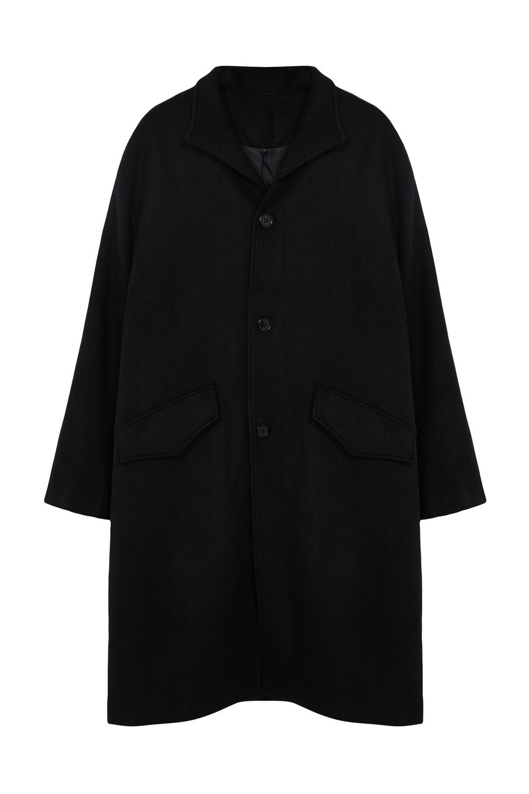 Trendyol Black Oversize Fit Stand Collar Long Stash Winter Coat