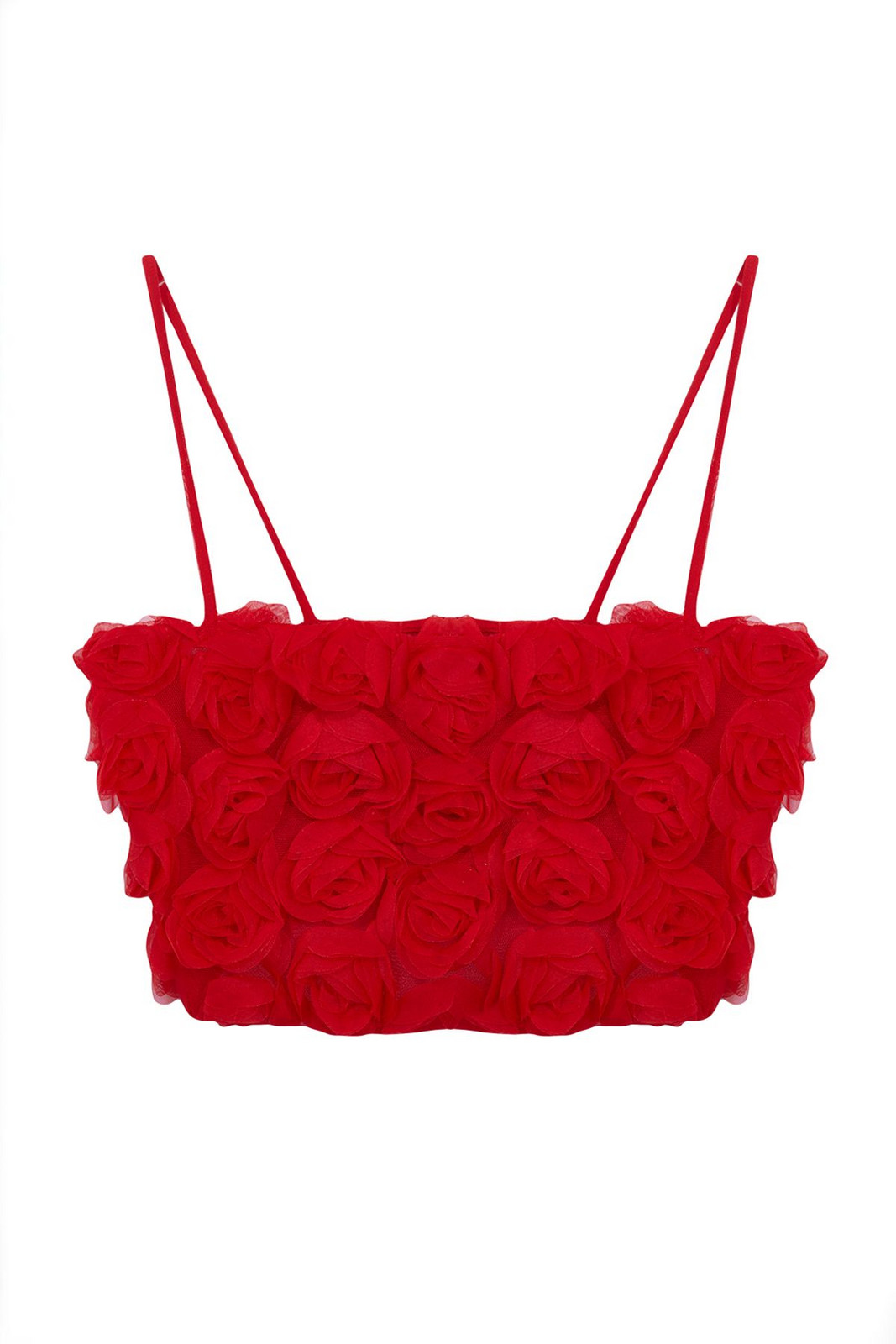 Trendyol Limited Edition Red 3D Floral Bustier