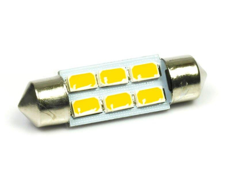 LED21 LED auto žárovka 12V LED C5W 6SMD5630 36mm Teplá bílá