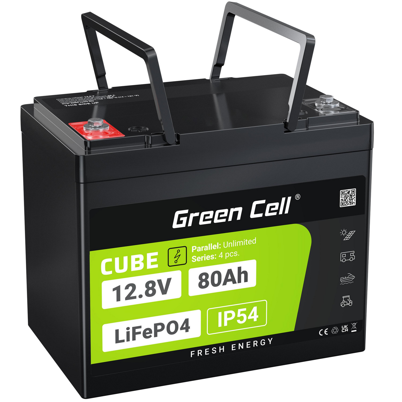 Green Cell CUBE LiFePO4 80Ah 12.8V 1024Wh Lithium Iron Phosphate Baterie pro Camper, Cleaning Equipment, Camping LFPGC12V80AH neoriginální