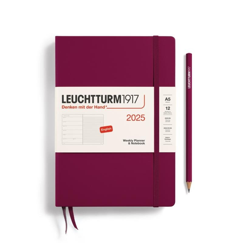 Leuchtturm1917 Weekly Planner & Notebook Medium (A5) 2025 Port Red