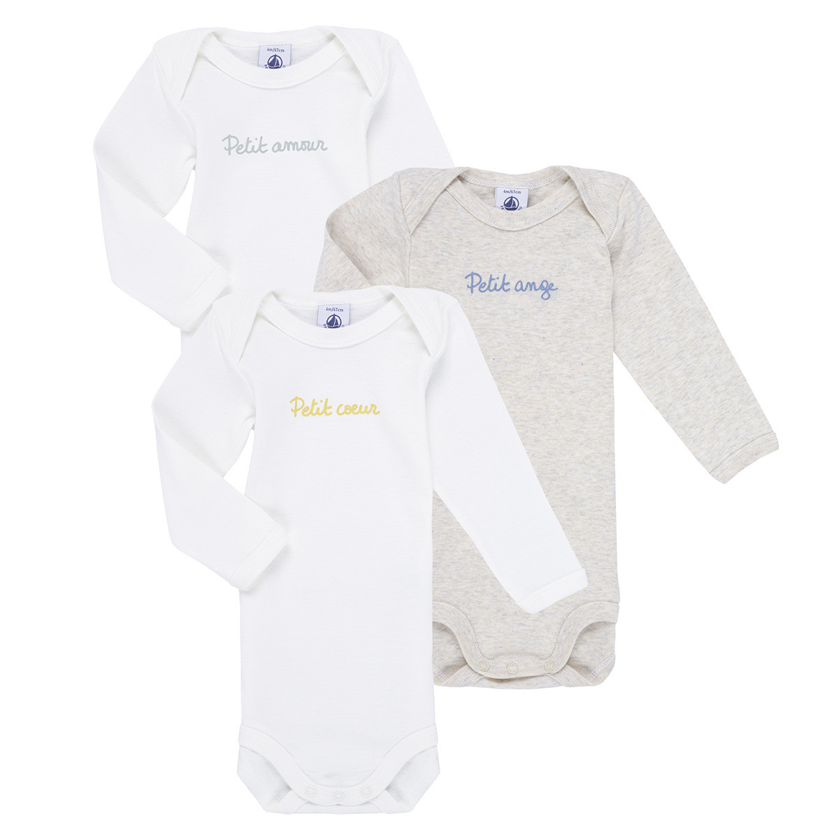 Petit Bateau  BODY US ML MESSAGES PACK X3  Béžová