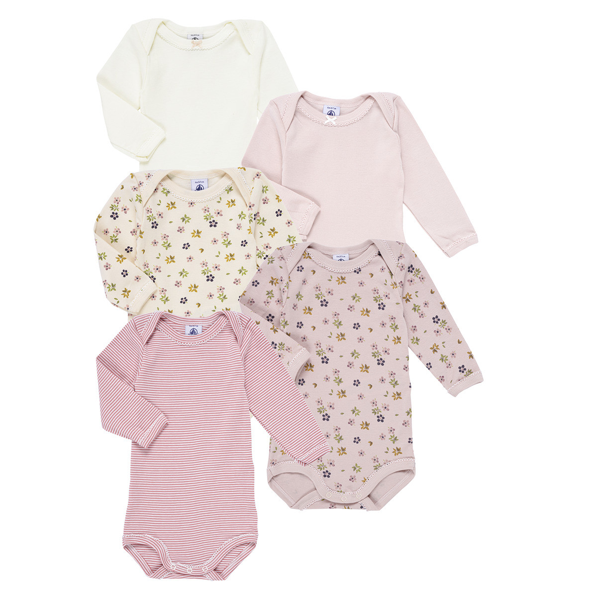 Petit Bateau  BODY US ML ROSAMINI PACK X5  Růžová