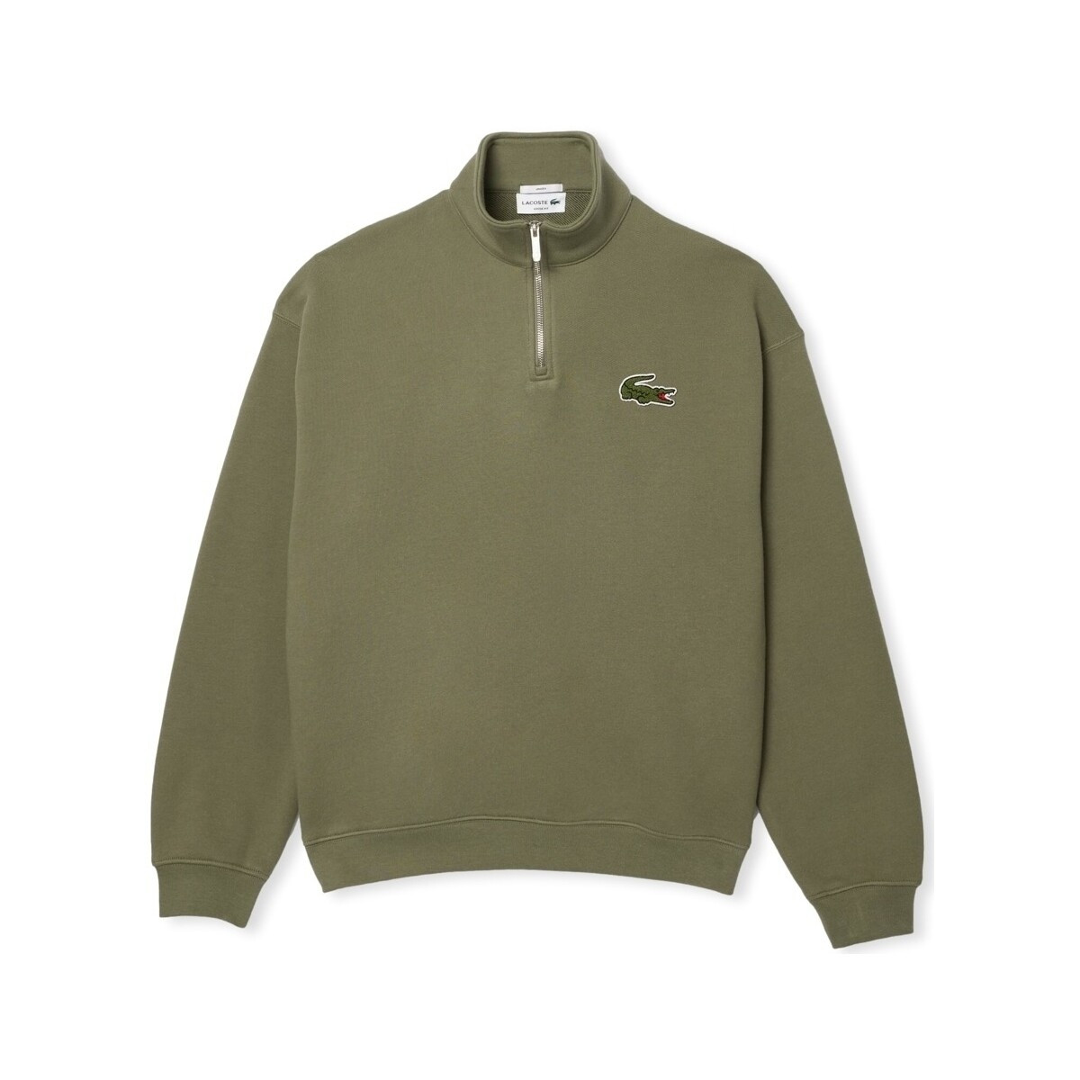 Lacoste  Loose Fit Zip Neck Sweatshirt - Vert Kaki  Zelená