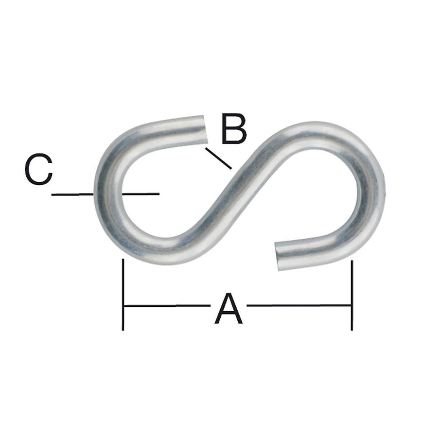 S-hák 47,5 x 10 x 6 mm zn 2 ks