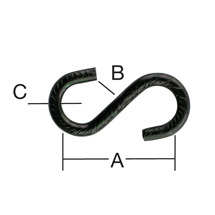 S-hák dek 31,5 x 3,8 černý 2 ks