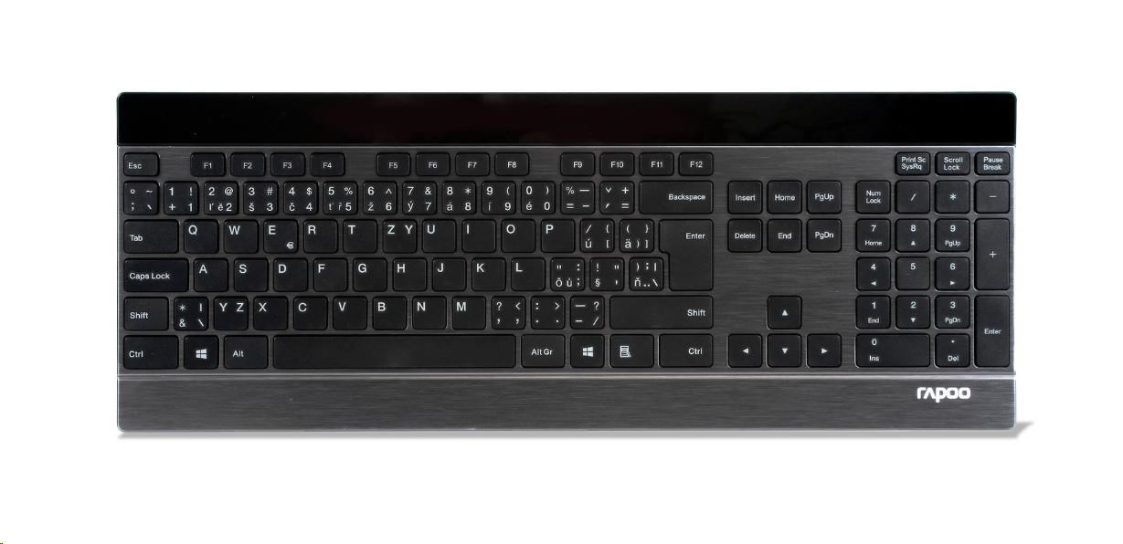 RAPOO klávesnice E9270p 5G Wireless 2 Block Metal Keyboard Black CZ/SK