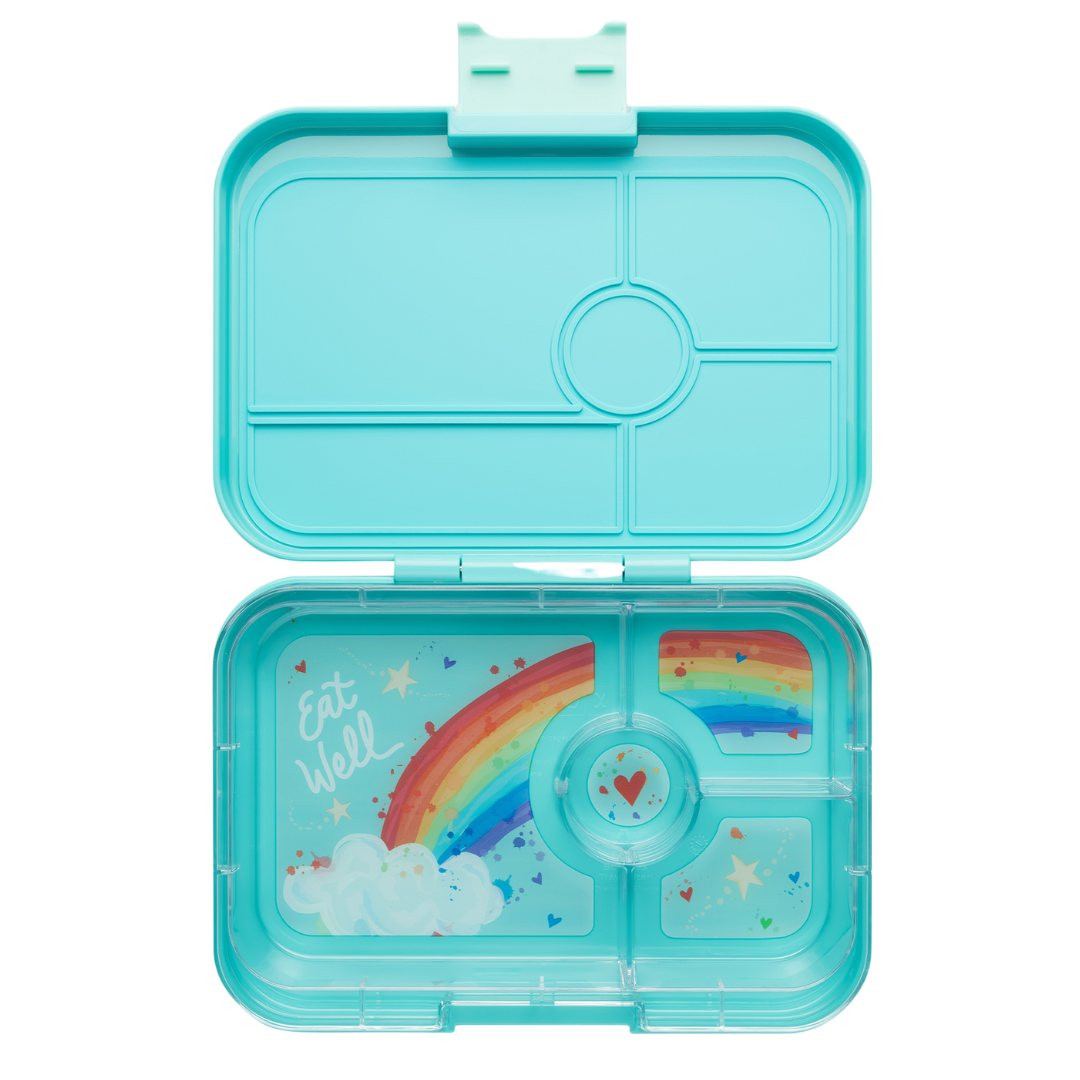 Obědový box TAPAS XL 4 1 l, tyrkysová / duha, plast, Yumbox