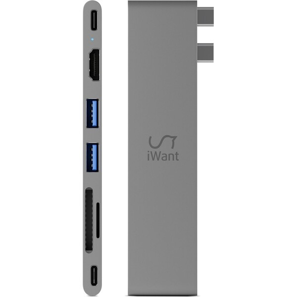 iWant 7v1 Pro Hub 8K s USB-C vesmírně šedý