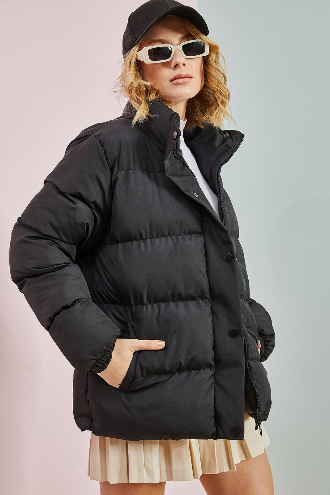 Bianco Lucci Women's Front Collar Puffer Coat