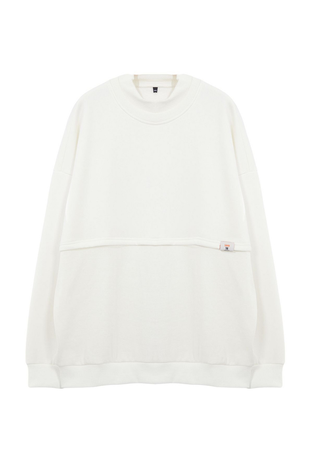 Trendyol Plus Size Ecru Oversize/Wide Cut Stand Collar Labeled Sweatshirt