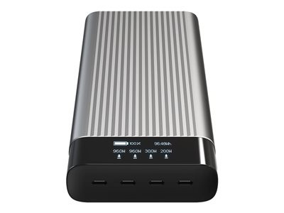 HyperJuice HJ245B - Power banka - USB-C - 27000 mAh - 245 Watt - PD 2.0, PD 3.0, QC 2.0, QC 3.0, Apple 2.4A, Qualcomm Quick Charge 4.0+ - 4 výstupní konektory (4 x USB-C)