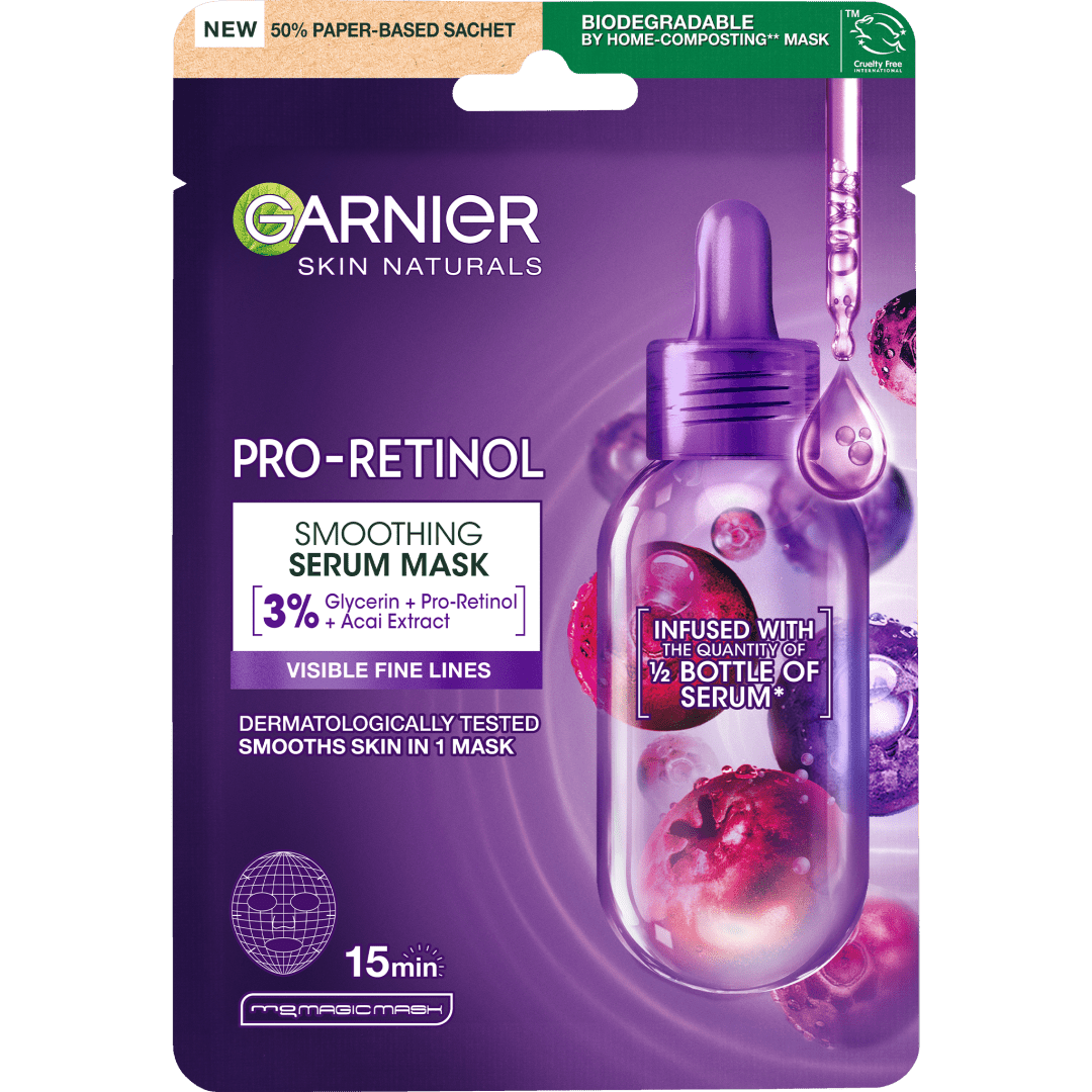 GARNIER Skin Naturals Pro-Retinol vyhlazující sérum maska 22 g