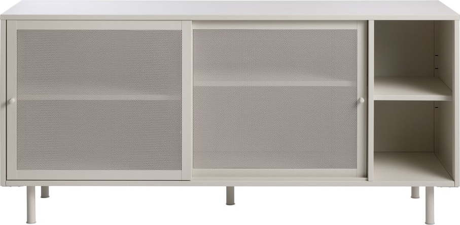 Bílá kovová nízká komoda s posuvnými dveřmi 160x75 cm Veep – Unique Furniture