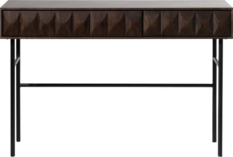 Tmavě hnědý konzolový stolek s deskou v dubovém dekoru 39x117 cm Latina – Unique Furniture