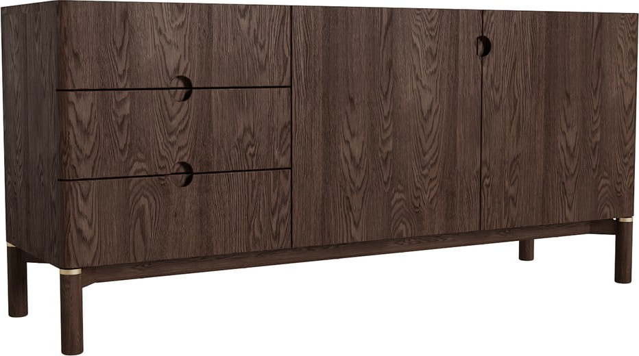 Tmavě hnědá nízká komoda v dekoru dubu 160x73 cm Arun – Unique Furniture