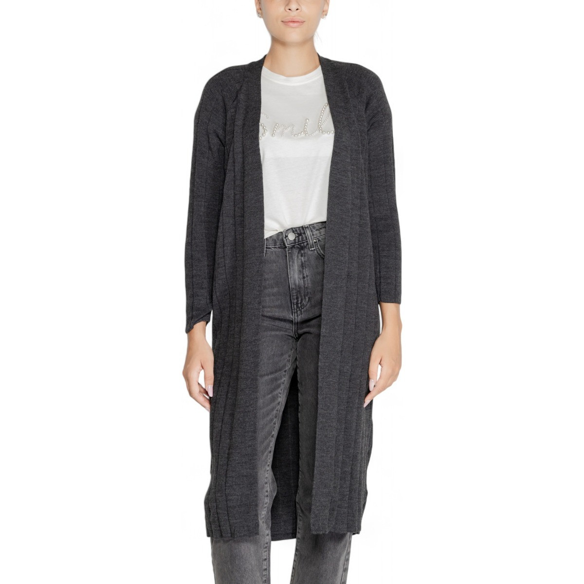 Only  ONLTESS LS LONG OPEN CARDIGAN KNT 15330264  Šedá