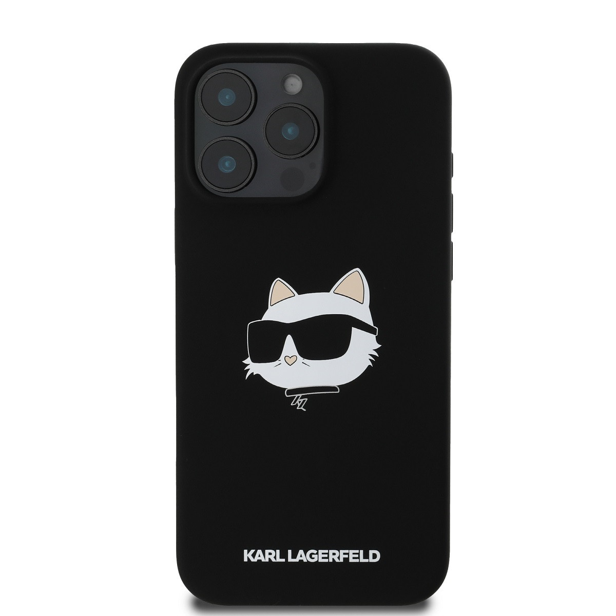 Zadní kryt Karl Lagerfeld Liquid Silicone Choupette Head MagSafe pro Apple iPhone 16 Pro, černá