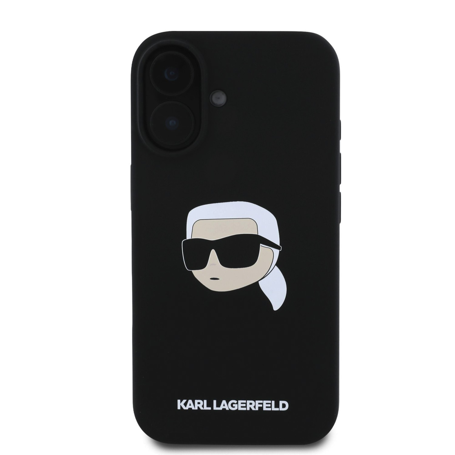 Zadní kryt Karl Lagerfeld Liquid Silicone Karl Head MagSafe pro Apple iPhone 16, černá