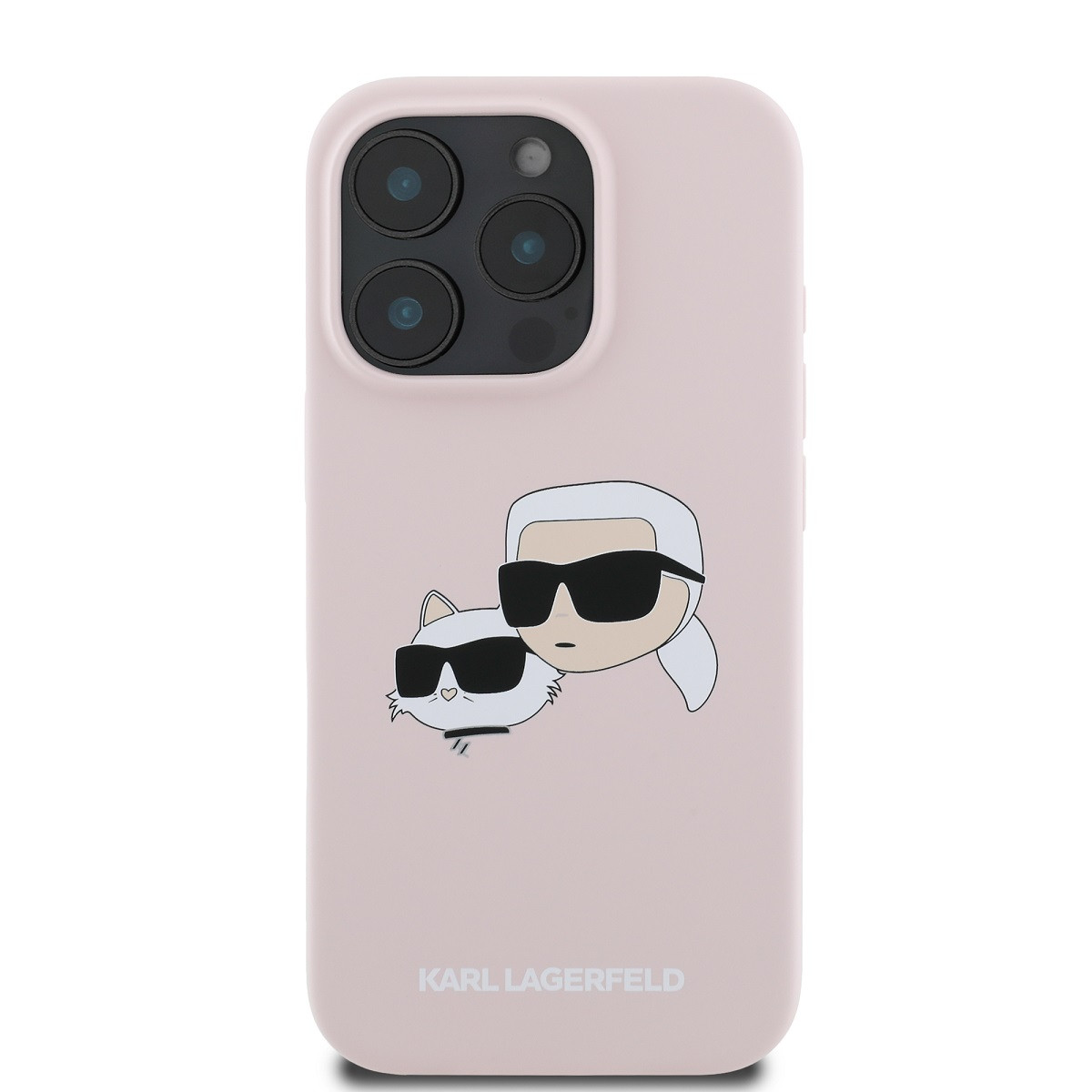 Zadní kryt Karl Lagerfeld Liquid Silicone Double Heads MagSafe pro Apple iPhone 16 Pro, růžová