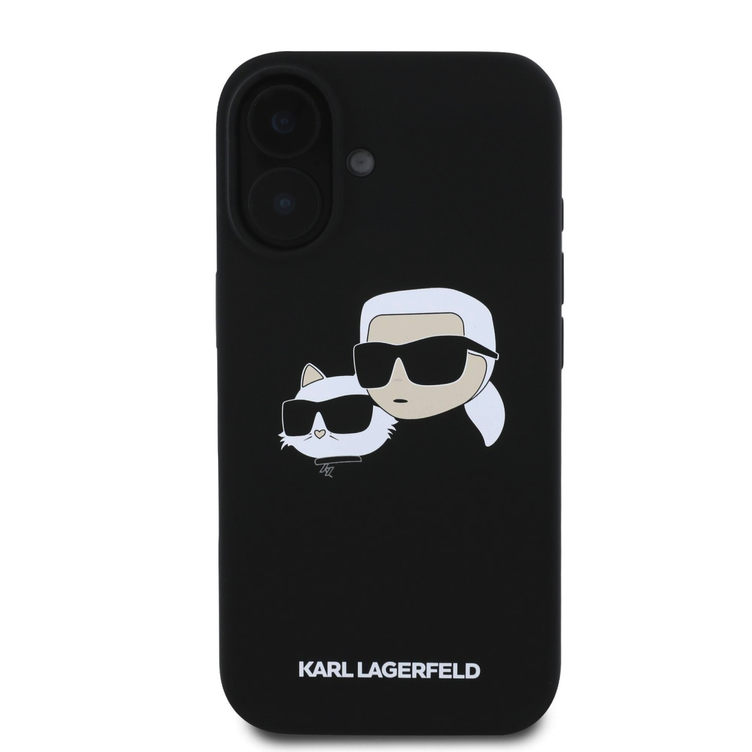 Zadní kryt Karl Lagerfeld Liquid Silicone Double Heads MagSafe pro Apple iPhone 16 Plus, černá